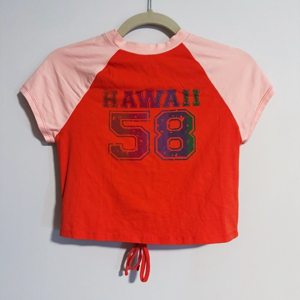 Urban Outfitters - Red and Pink Hawaii Crop Tee